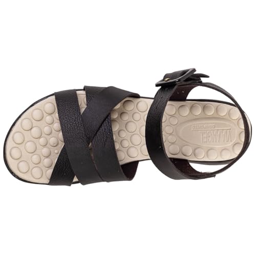 Sandalia Feminina Ortopédica Massageadora Confortavel Macia e Leve Via Angel 56.05 (Preto, BR, Adult