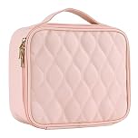 Joligrace Makeup Bag Cosmetic Case Vanity Travel Beauty Box Make Up Train Case Hairdressing Tools Organiser with Adjustable Compartment, Artist Pink