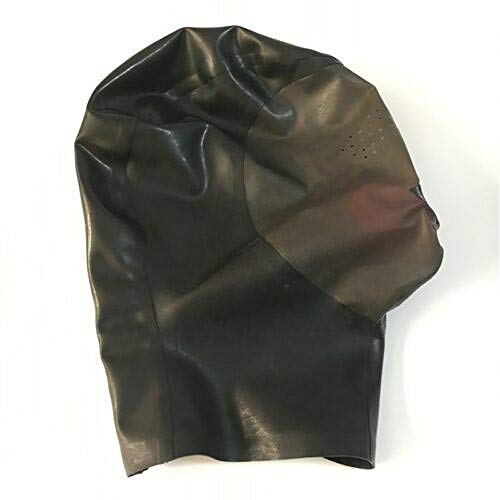 Full Cover Latex Hood Rubber Mask With Red Gag Eyes Open Mesh Hole Club Wear Cosplay Halloween (M) #TOP1