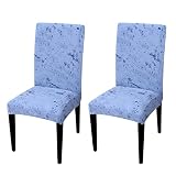 KnSam Housse de Chaises Spandex Encre Splash Abstraite Bleu Clair Housse Chaises Salle Manger 2 Pièces