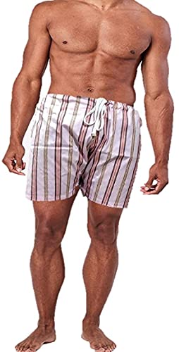 Image of Men's Lattha Traditional Pure Cotton Underwear aka Patta wala Janghiya, Dhari wala / Striped Undergarment, Khadi Latthe Ka Jangia, Nicker,Chaddi; Nade wala kachha with wide Miyani /Asan & Back Pocket & Drawstring /Nada