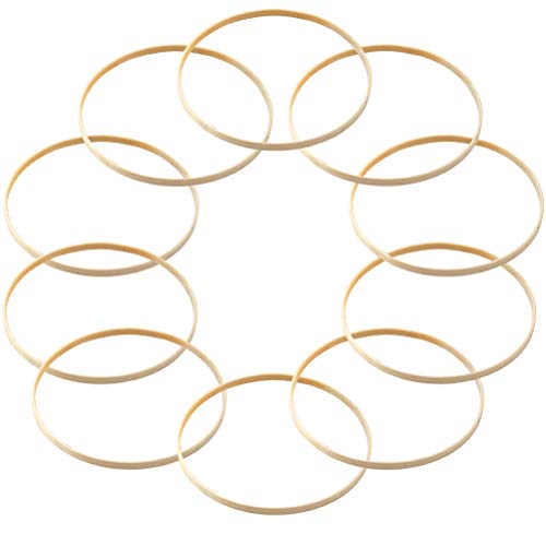 JAOMON 10PCS Anillos de bambú, Anillos de Aro de Madera de Bambú Floral Diámetro 15 cm con Marco de Macramé y Corona Para diseño de Atrapasueños Manualidades, Guirnaldas de Boda Decoraciones Cover