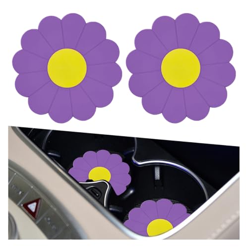 2PCS Portavasos para Auto en Silicona Forma Flor Morado miniatura 1