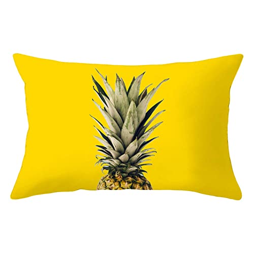 Lot de 1 Housse de Coussin 35x55cm Taie d'oreiller Décoratif en Velours Carré Double Face Fermeture Glissière Invisible Ananas Jaune Q210 14x22inch pour Salon Chambre Voiture Canapé Decoration Cover
