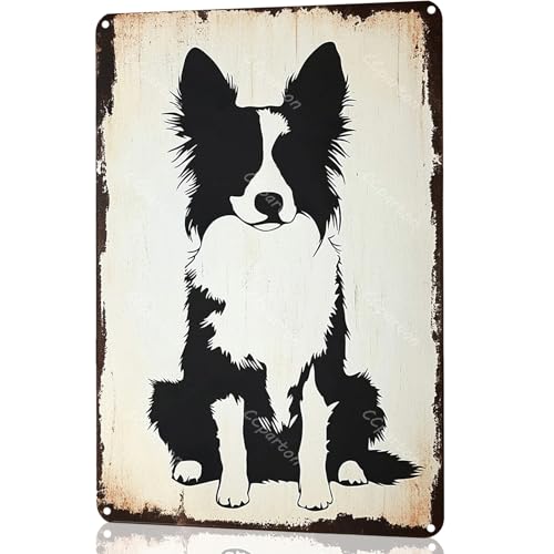 Metal Sign Border Collie Vintage Metal Tin Sign For Home Outdoor Indoor Office Bar Yard Decor 8x12 Inch