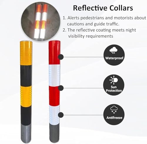 Heavy Duty Reflective Traffic Cone - Safety Barrier Delineator Post for Driveway & Parking Lot, 120cm Steel Ground Mount, Ideal for Pedestrian & Street Road Safety (1 Pack)