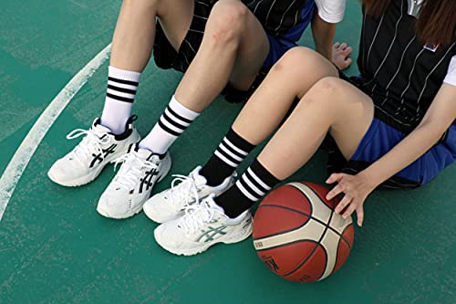 Mk Socks Cotton 3-Stripe Athletic Sports Running Retro Cute Matching School Crew Socks For Men/Women (As1, Alpha, L, Regular, Regular, 3 Stripe Color) #TOP4