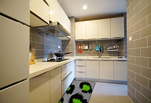 Tapis de cuisine léopard vert gris polyester antidérapant CHEHONG - 4