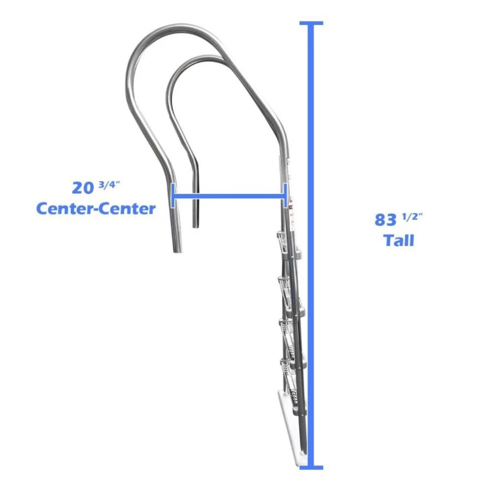Escalera para piscina con base invertida de acero inoxidable miniatura 6