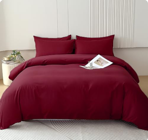 Houseri Burgundy Comforter Sets Full Wine Red Bedding Full Size