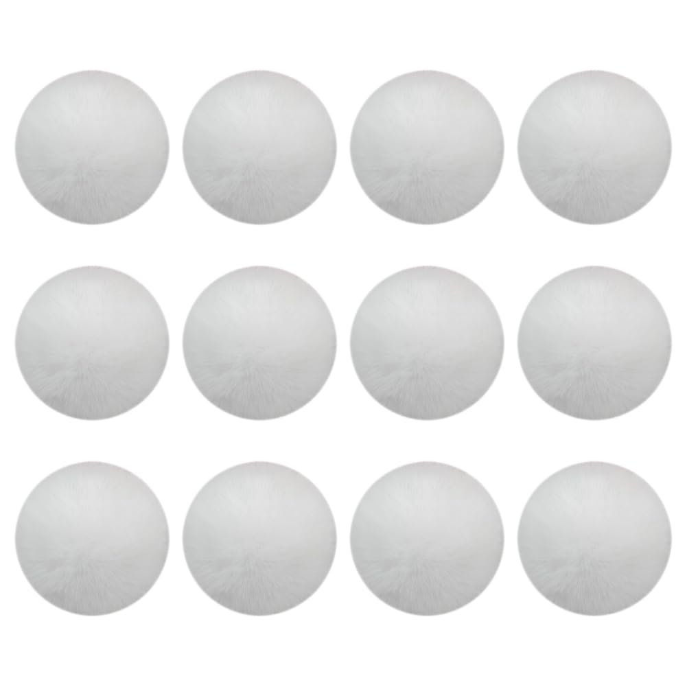 HugeDE 12 Pcs 8cm Faux Rabbit Fur Pom Poms Big Fluffy Balls Furry Puff Balls Fuzzy Pom Pom Balls Solid Color Pom Poms for DIY Decorations White
