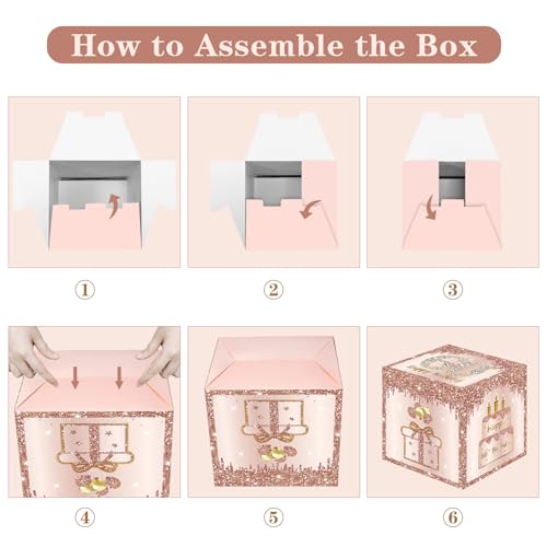 Image of Guiruiy 3 Packs Pink Rose Gold 60th Birthday Balloon Boxes, 10.6 x 10.6 x 10.6 inches, Happy 60th Birthday Decorations for Women
