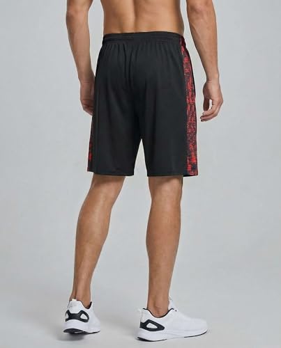 Image of Real Essentials Men's 5 Pack: 9 inch Dry-Fit Shorts - Athletic Gym, Workout, Basketball, Running, Casual Lounge Active Pockets
