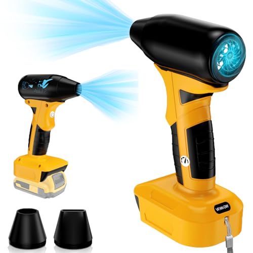 Compressed Air Duster, 130000RPM Air Blower for DeWalt 20V Li-ion Battery, Cleaning Keyboard&PC 4 Gears Adjustable Wind Speed Cordless Jet Fan Dry Blower for Car,Home,Cleaning,Leaf Blower(No Battery)
