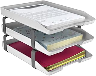 Acrimet Traditional Letter Tray A4 3 Tier Front Load Plastic Desktop File Organizer (White Color)