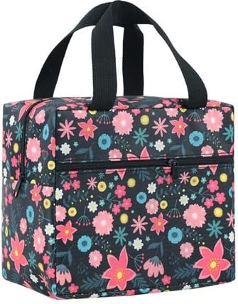 Image of Toy Imagine 5.6L Insulated Lunch Bag for Kids School Cute Cartoon Print Tiffin Bag Snack Tote Bag Compact Portable Leak Proof Tiffin Pouch Hot and Cold Lunch Box Bag for Boys & Girls (Floral Garden Design)