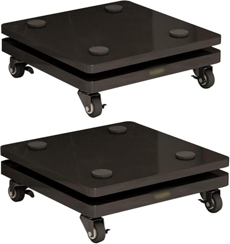 2-Pack Black Speaker Stands with Wheels - Subwoofer Riser Stabilizers for Standard Speakers (40x45cm) - Enhanced Sound Isolation & Stability 35x40cm