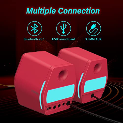 Image of Edifier G2000 32W PC Gaming Computer Speakers for Laptop Mac Desktop Computer Woofer Speakers Bluetooth USB 3.5mm AUX Inputs RGB Lights Multimedia Speakers Red
