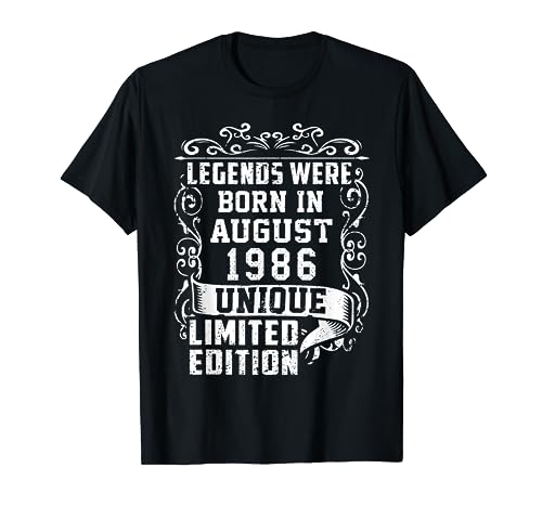 Cumpleaños Agosto 1986 Edición Limitada Regalo Legend Camiseta