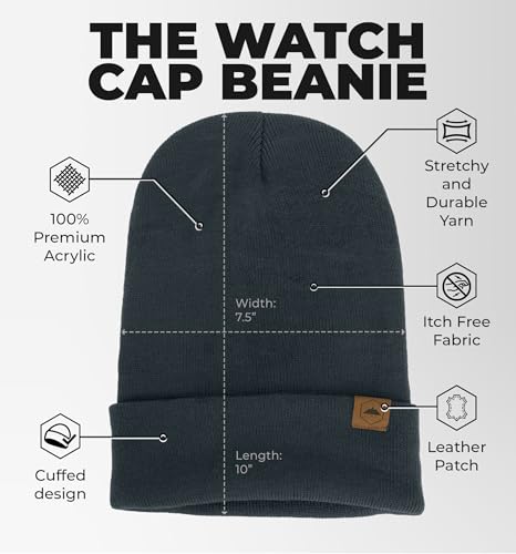 Tough Headwear Cuff Beanie Hat - All-Season Winter Cap - Stretch Fit Women & Mens Beanie - Durable Knit Unisex Winter Caps - Dark Gray