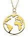 Produktbild VIASOUL® Halskette Weltkugel I Weltkarte Für Damen aus 925er Silber I Mit 585er Gold überzogen I Die Original Welt Kette (Gold)