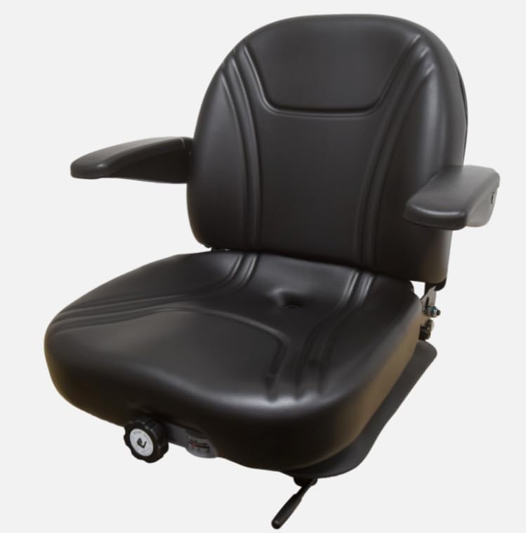 Skid Steer Replacement Seat with Suspension; Compatible with New Holland L170, L175, L180, L185, L190, L213, L215, L218, L220, L223, L225, L230, L554, L565, L775, L778, L779, LS140; 315111BK