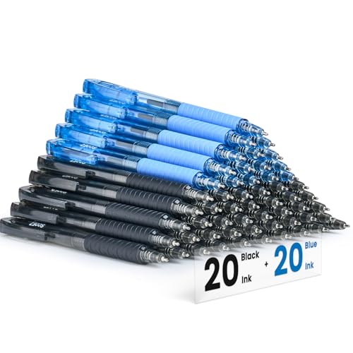 Image of Sooez 40 Pack Retractable Ballpoint Pens Bulk, Assorted Colors, Medium Poin | Retractable Blue Ink Pens, Medium Point 1.0mm Pen for Journaling, Ballpoint Pen Office Supplies