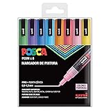 8 colores purpurina UNI Posca PC 3M Sparkling - Pack de 8 Marcadores de Pintura