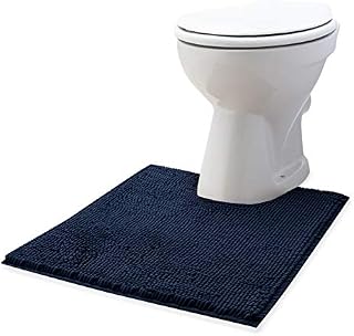 Fluffy Grip Shaggy Chenille U-Shaped 22 x 25 in. Contoured Bathroom Mat