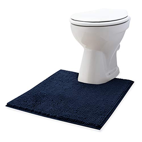 Fluffy Grip Shaggy Chenille U-Shaped 22 x 25 in. Contoured Bathroom Mat