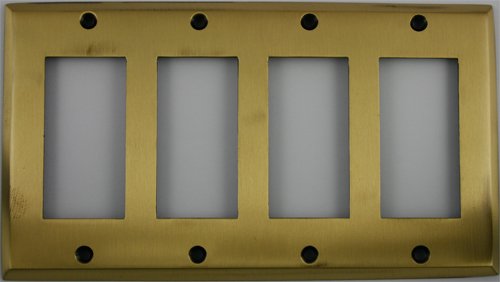 Antique Brass 4 Gang GFI/Rocker Wall Plate - Switch And Outlet