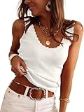 ANRABESS Women Tank Tops Scoop Neck Ribbed Knit Summer Sweater 2026 Sleeveless Casual Shirts Cute Beach Vacation Clothes White Medium