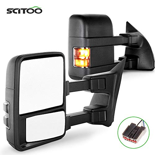 SCITOO Tow Mirrors Compatible with 2003-2007 for Ford for F250 for F350 for F450 for F550 Towing Mirrors with Manual Control Turn Signal Light Left Right Side