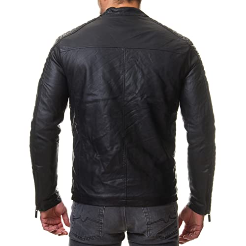 DECIMAL Men's Black REAL Lambskin Leather Biker Jacket VINTAGE GENUINE MOTORCYCLE JACKETS FOR MEN2