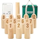 OLSA Wooden Throwing Game Set, Numbered Block Tossing Game with Scoreboard & Carry Bag-Outdoor Backyard Game for Adults, Floor Games for Lawn Beach Park and More