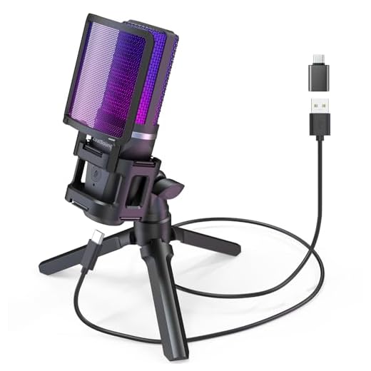 ZealSound Gaming USB Microphone for PC,RGB Condenser Computer Mic with Tripod Stand,Quick Mute,Gain Control for Gaming,Streaming,Podcasting,Recording,ASMR,Cardioid Mic Kit for Laptop/PS4/PS5/Phone