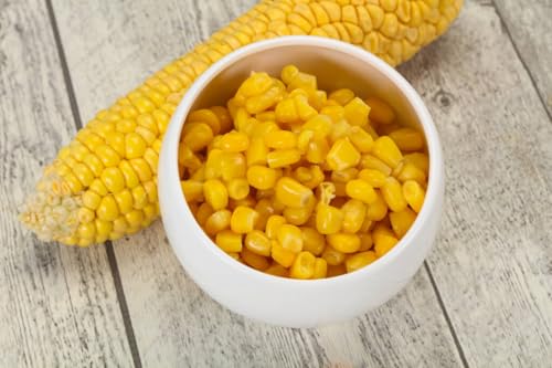Image of HELIMIX Corn Cutter Corn Cob Stripping Kernels Remover Vegetable Peeler Corn Seeds Remover Planer with Corn Storage Mug Red