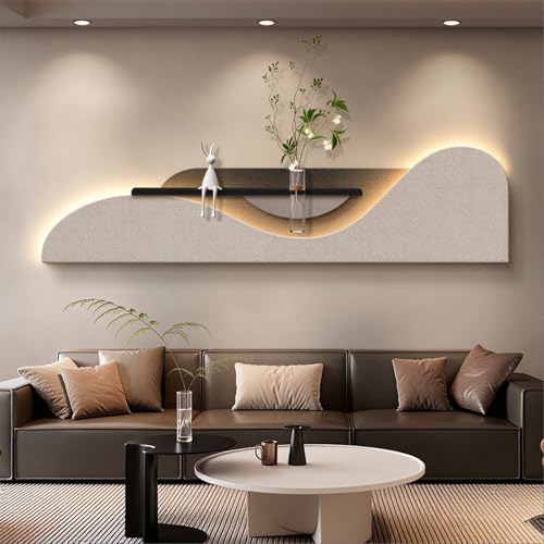 Tableau mural LED 3D en grès sculpté moderne de 180x45cm