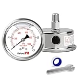 AetralYB Full Stainless Steel Pressure Gauge,2.5 Inch Dial, Full 304 Stainless Steel, 150Psi/1000Kpa Range, Back Mount, 1/4