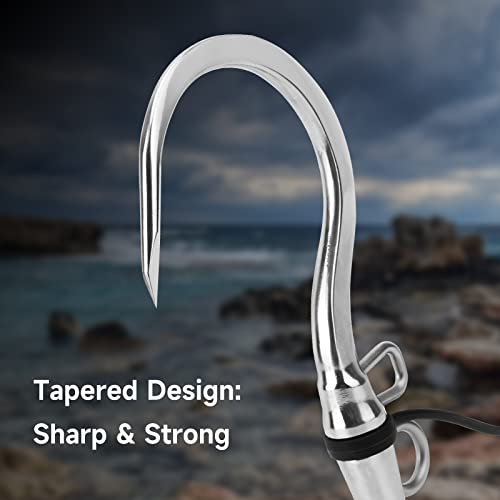 Sanlike Fly Fish Gaff 1/2 Inch Two-Hole Stainless Steel Hook With 19 Feet Hanging Rope For Fly Fishing Casting Tackle Saltwater Offshore Ice Tool #TOP4