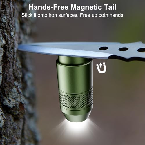 Image of Mini Keychain Flashlight - Instant On Pull to Light, 100 Lumens Tiny EDC Flash Light, USB-C Rechargeable Micro LED Torch, Waterproof IPX6, for Everyday Carry, Emergency & Outdoor Use (Green)