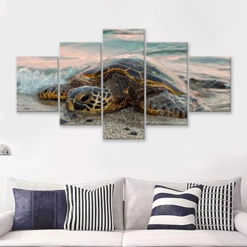 Toile art Tortue de mer pour habiller un grand mur vide, poster géant 5 pièces sans cadre