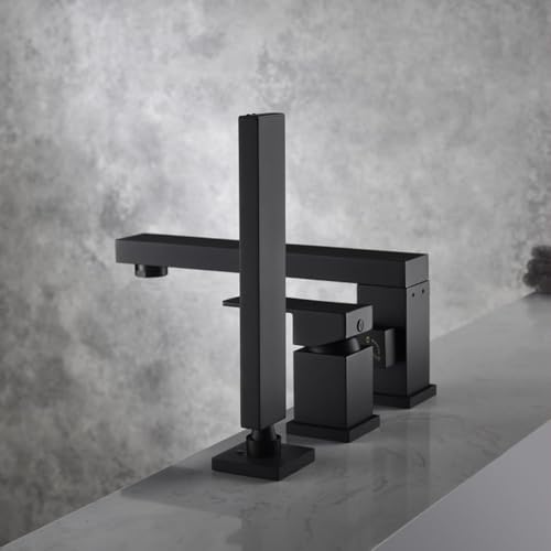 Mitigeur de baignoire à trois trous chromé avec douchette extractible