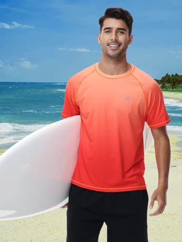 Summer Outdoor UPF 50+ Short Sleeve Gradient T-Shirt Gym Athletic Beach Swimwear Tops for Man