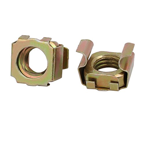 Sourcingmap 20pcs M10 Carbon Steel Captive Cage Nut Brass Tone for Server Shelf Cabinet - Image 2