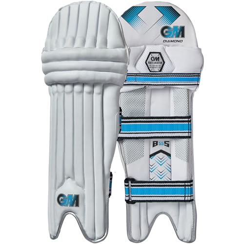 GM | Cricket Batting Pads | Ben Stokes Diamond | High Density Foam & Reverse Cane | Small Junior Right Handed | Approx 2.32 kg per Pair | 1 Pair | White | Gunn & Moore