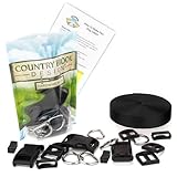 Country Brook Design Easy DIY Dog Collar Kit for (10) 1 Inch Collars with Nylon Webbing, D-Rings, Triglides and Buckles (Black)