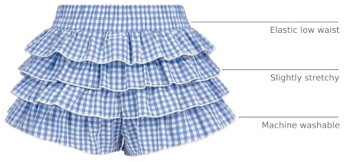 Image of Cute Bloomers Shorts for Women Y2k Ruffle Gingham Bottoms Low Rise Lounge Boy Shorts Plaid Mini Pj Boxers