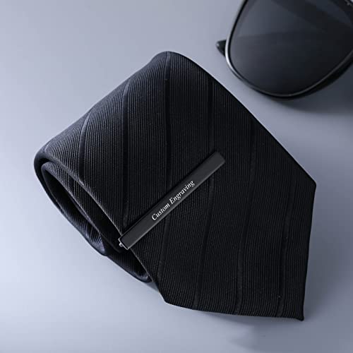 Inblue Tie Clips For Men Personalized Gold Black Silver Tie Bar Stainless Steel Engraved Name Anniversary Wedding Business Meeting Gift Ideas For Father Groom Groomsmen Pin #TOP3