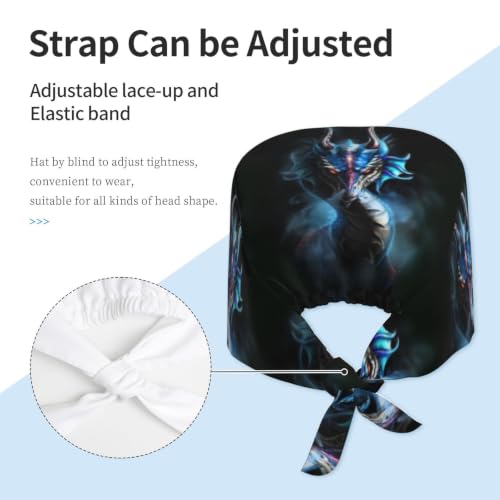 Image of Cute Pug Dog Print Working Cap Scrub Cap with Sweatband,Adjustable Fashion Bandage Tie Back Hat Headwear for Women Men